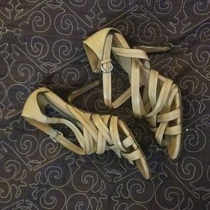 Cole Haan Nike Air Designer Beige High Heel Strappy Sandals